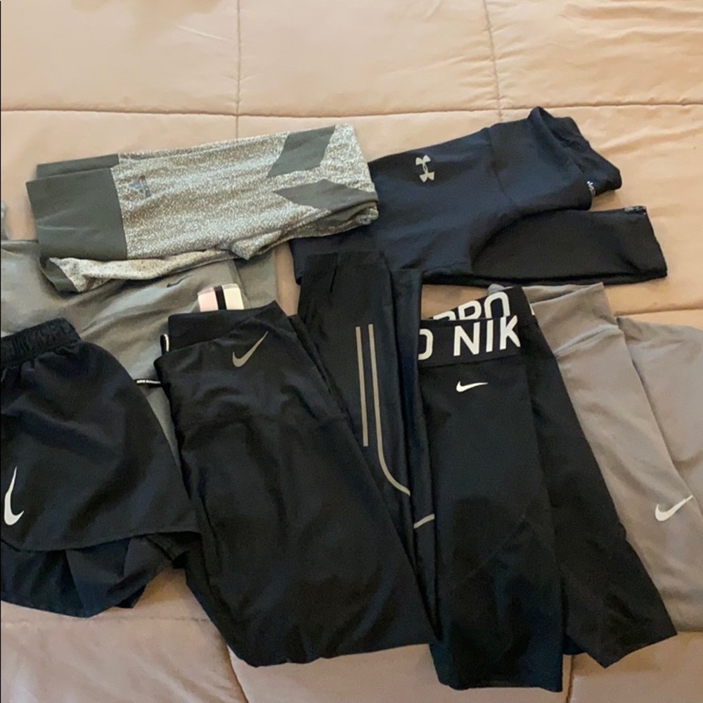 Workout leggings/shorts from Nike, Adidas, UA
